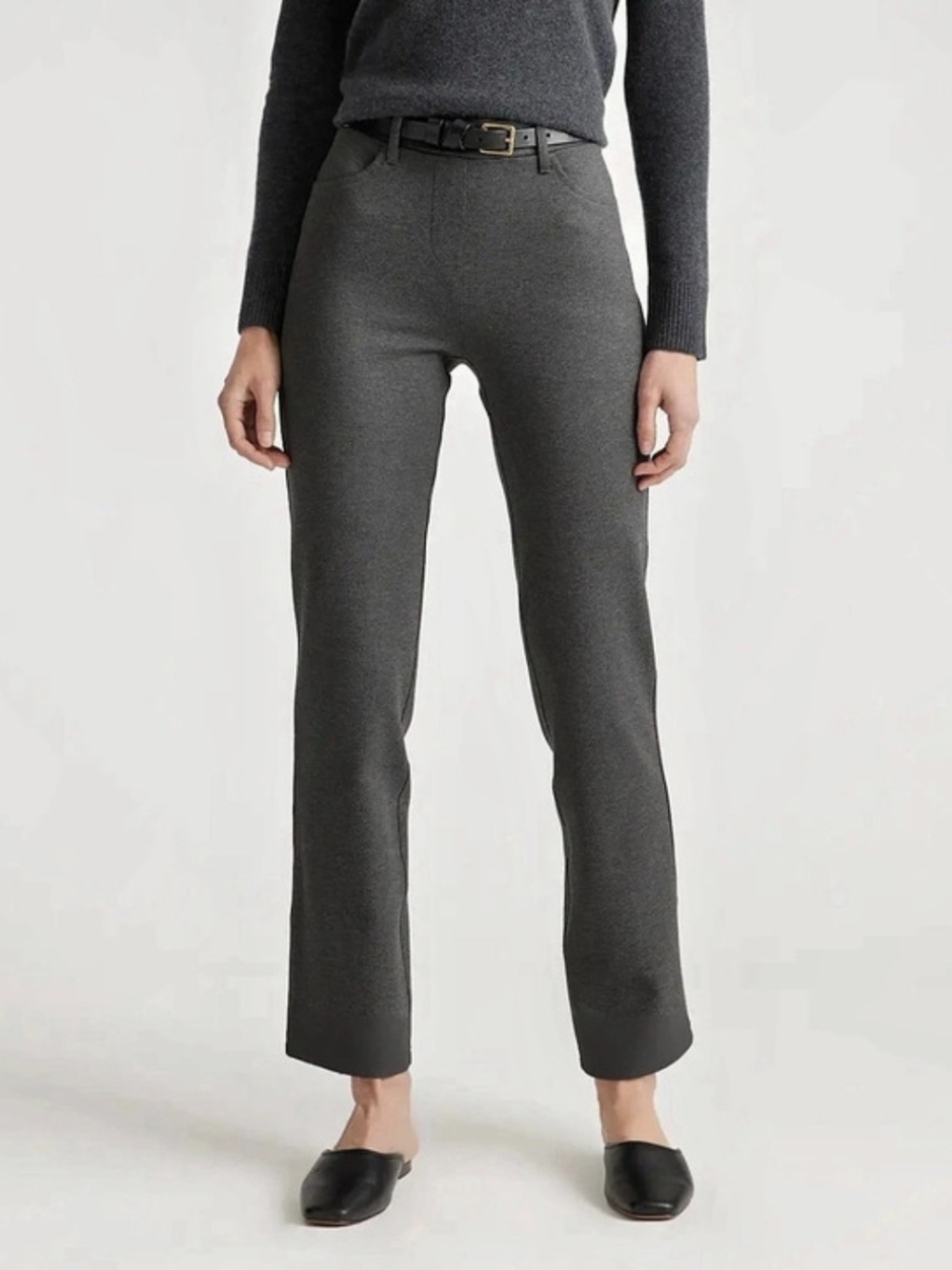Quince Ultra Stretch Ponte Straight Leg 4 Pocket Pants Regular Size L NWT